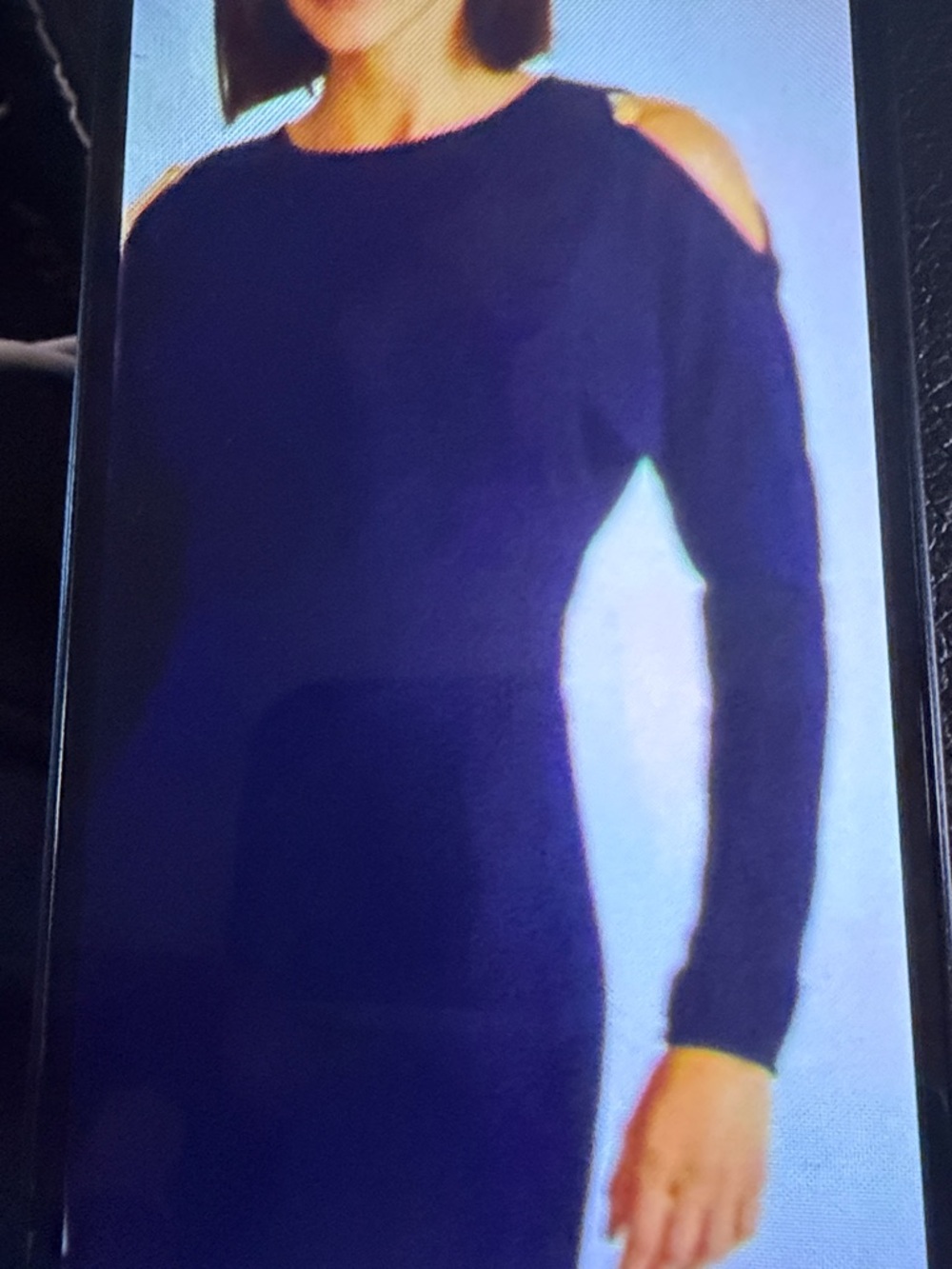 RALPH LAUREN Black Label midi navy blue gold chain/buttons split sleeve dress
